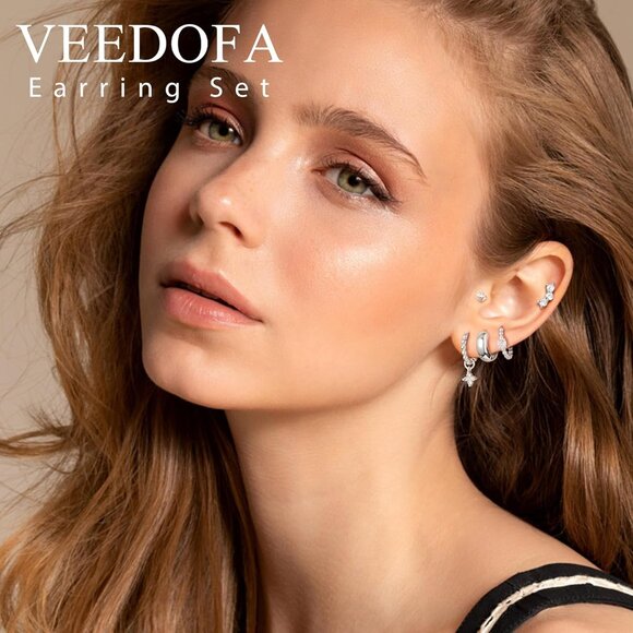 🆕 Women Silver Small Hoop Earrings Trendy Chunky Multiple Piercing Jewelry Gift - Picture 2 of 7